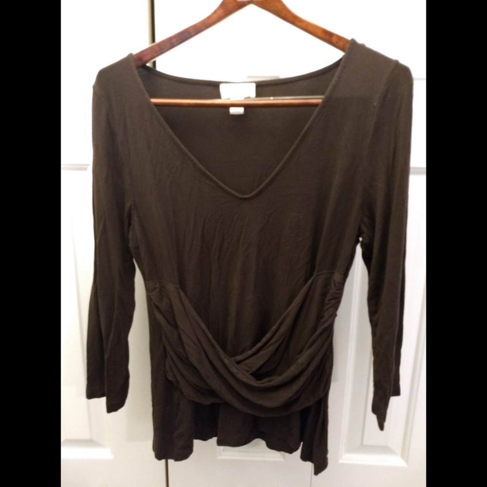Loft brown knit 3/4 sleeve top